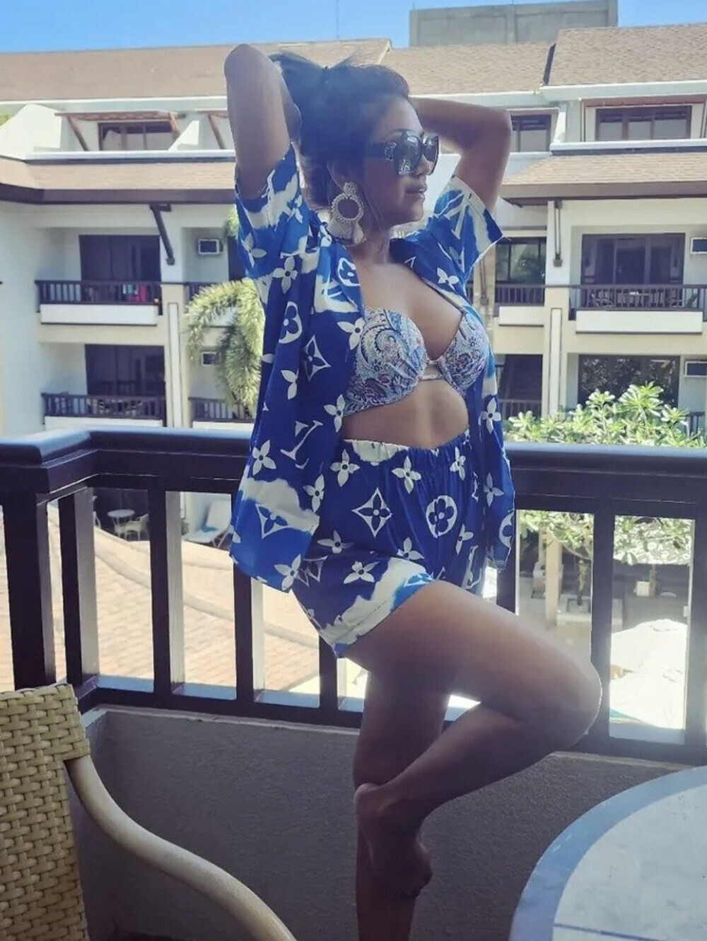 Blue Floral Two-piece Set It Can Be Cover Up